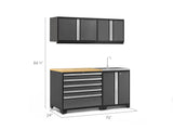 Pro Series 5 Piece Cabinet Set with Sink, Wall Cabinet, Tool Drawer, and Worktop