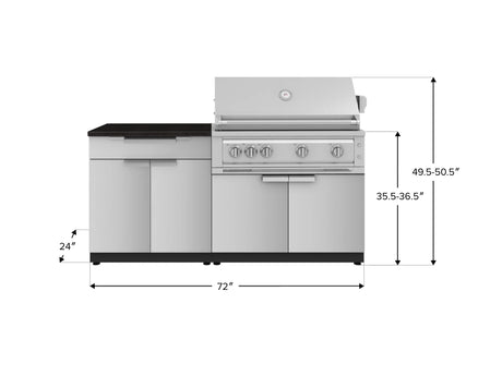 Outdoor Kitchen Stainless-Steel 4 Piece Cabinet Set with Bar, Grill Cabinet, Platinum Grill, and Countertop