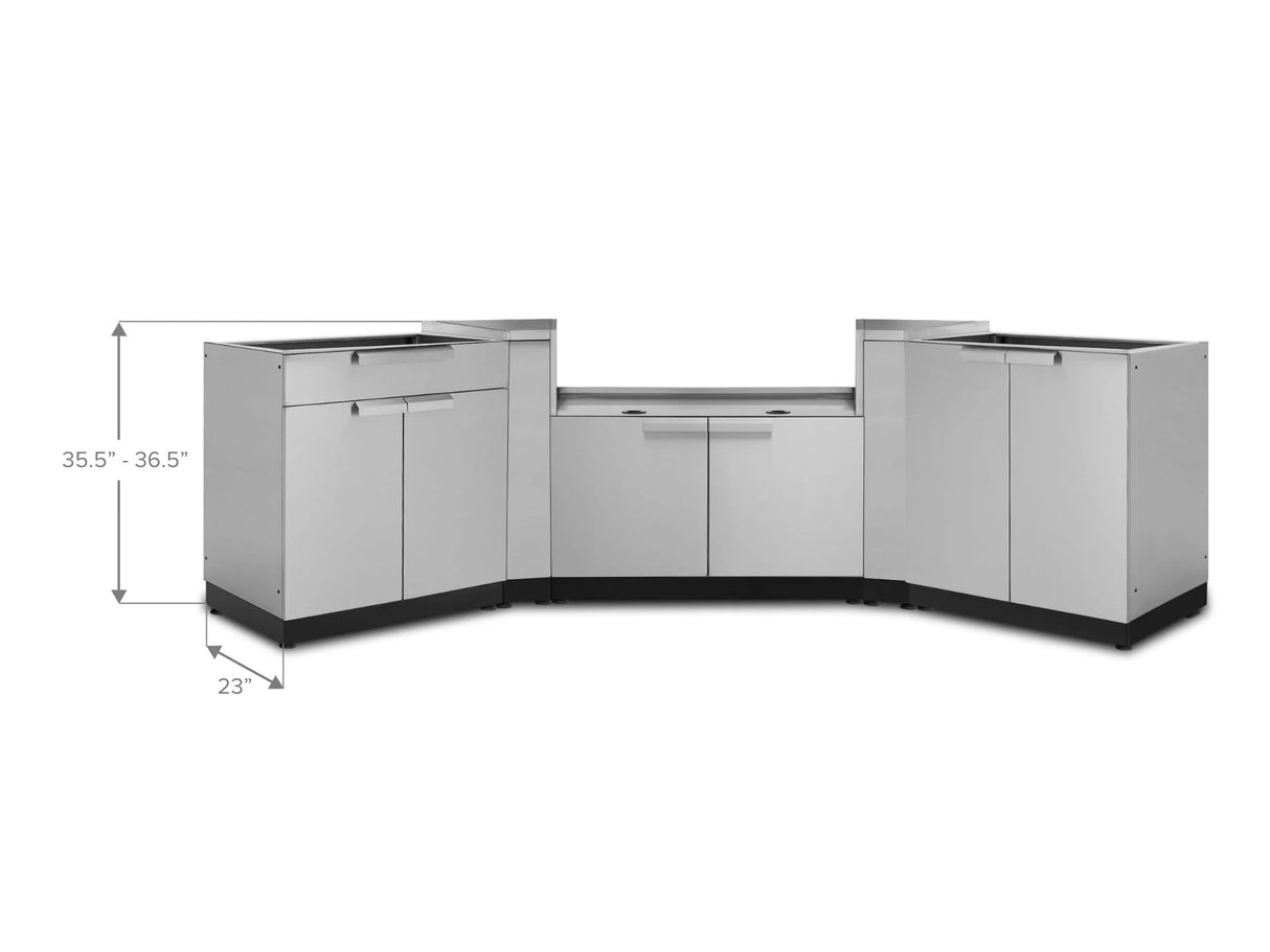 Outdoor Kitchen Stainless Steel 5 Piece Cabinet Set with 2-Door, Bar, Grill and Corner Cabinets