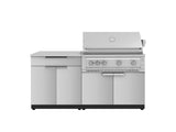 Outdoor Kitchen Stainless-Steel 4 Piece Cabinet Set with Bar, Grill Cabinet, Platinum Grill, and Countertop