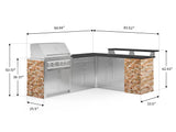 Outdoor Kitchen Signature Series 8 Piece L Shape Cabinet Set with 2 Door, Bar, Platinum Grill and Grill Cabinet