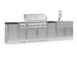 Outdoor Kitchen Signature Series 10 Piece Cabinet Set with 1 Door, Dual Side Burner, 3 Drawer, Sink, Grill and Grill Cabinet