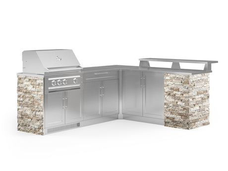 Outdoor Kitchen Signature Series 8 Piece L Shape Cabinet Set with 2 Door, Bar, Platinum Grill and Grill Cabinet