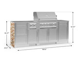 Outdoor Kitchen Signature Series 8 Piece Cabinet Set with Dual Side Burner, 3 Drawer, 1 Door, Platinum Grill and Grill Cabinet