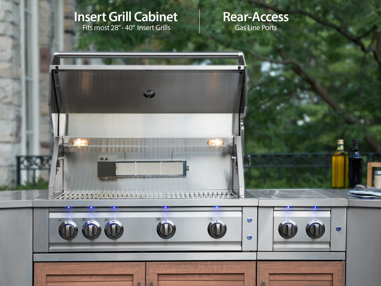 Outdoor Kitchen Stainless Steel 3 Piece Cabinet Set with 3-Drawer, Bar and Kamado Cabinet