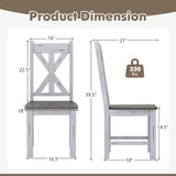 Farmhouse Chair Set of 2 with Rubber Wood Frame and Elegant Hollowed Backrest-Gray