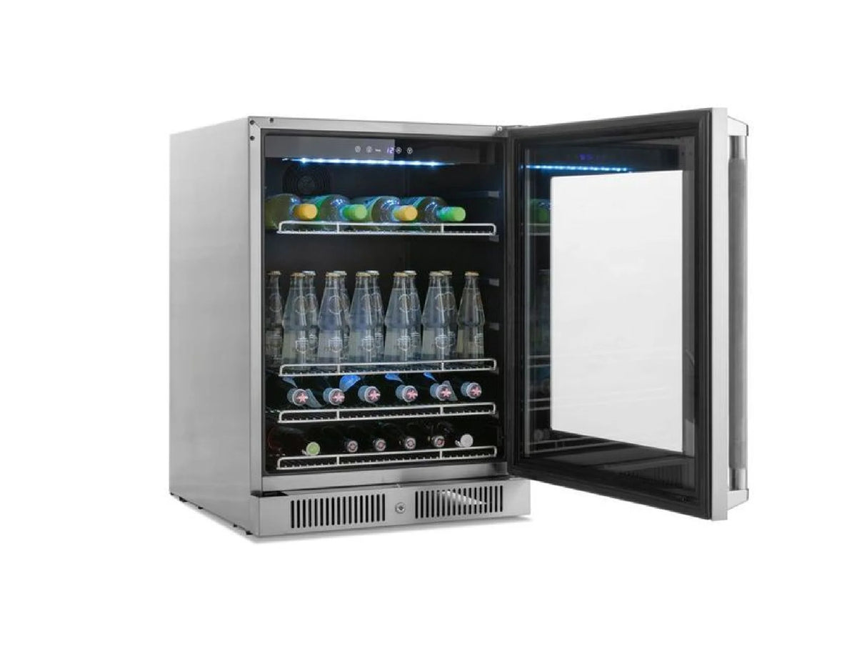 Outdoor Kitchen Aluminum 5 Piece Cabinet Set with 3-Drawer, 2-Door Cabinet, Countertops and Fridge