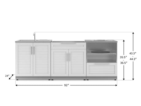 Outdoor Kitchen Stainless Steel 3 Piece Cabinet Set with Bar, Sink and Kamado Cabinet