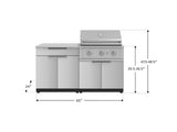 Outdoor Kitchen Stainless-Steel 4 Piece Cabinet Set with Bar, Grill Cabinet, Performance Grill, and Countertop