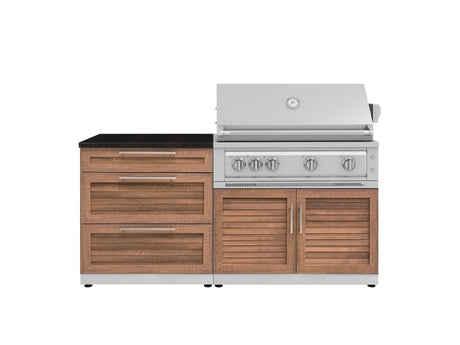 Outdoor Kitchen Stainless-Steel 4 Piece Cabinet Set with 3 Drawer, Grill Cabinet, Platinum Grill, and Countertop