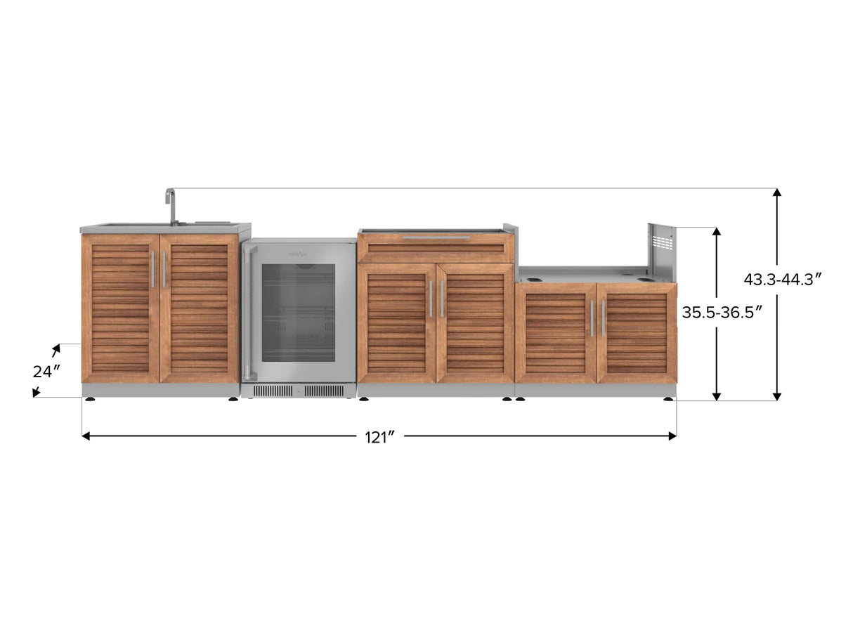 Outdoor Kitchen Stainless Steel 4 Piece Cabinet Set with Sink, Bar, Grill Cabinet and Fridge