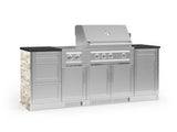 Outdoor Kitchen Signature Series 8 Piece Cabinet Set with Dual Side Burner, 3 Drawer, 1 Door, Platinum Grill and Grill Cabinet