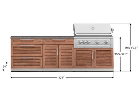 Outdoor Kitchen Stainless-Steel 5 Piece Cabinet Set with 3 Drawer, 2-Door with Drawer, Grill Cabinet, Platinum Grill and Countertop