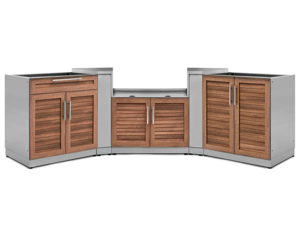 Outdoor Kitchen Stainless Steel 5 Piece Cabinet Set with 2-Door, Bar, Grill and Corner Cabinets