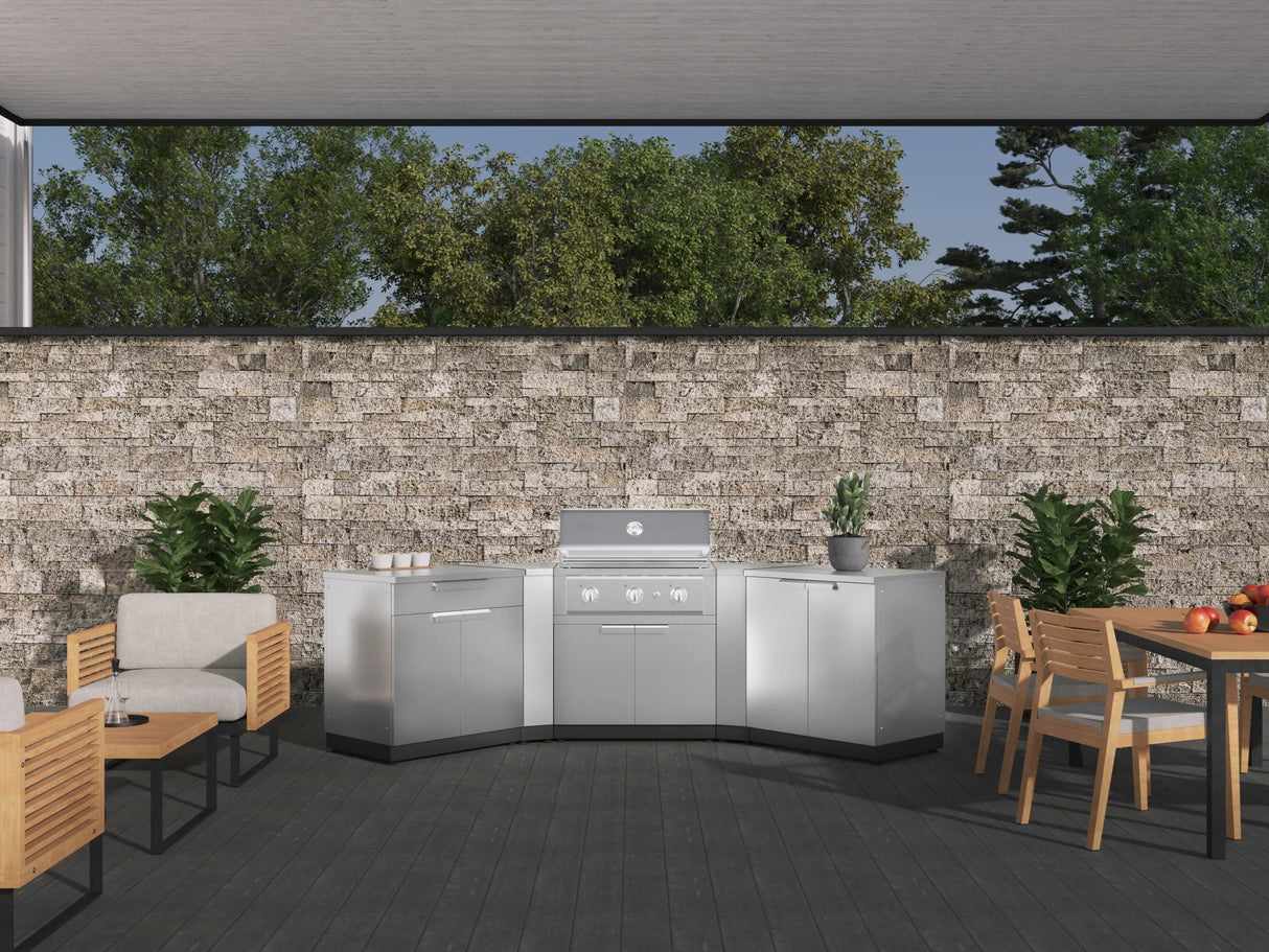 Outdoor Kitchen Stainless Steel 5 Piece Cabinet Set with 2-Door, Bar, Grill and Corner Cabinets