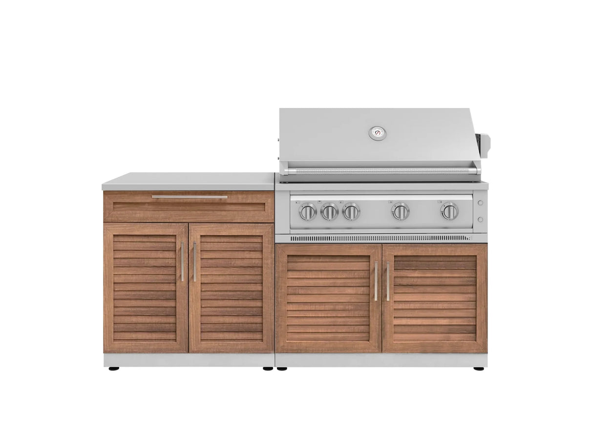 Outdoor Kitchen Stainless-Steel 4 Piece Cabinet Set with Bar, Grill Cabinet, Platinum Grill, and Countertop