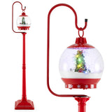 68 Inch Festive Musical Christmas Street Lamp Post with Snow Globe Lantern-Red
