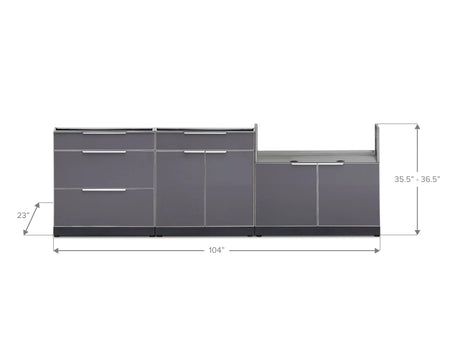 Outdoor Kitchen Aluminum 3 Piece Cabinet Set with 3-Drawer, Bar and Grill Cabinet