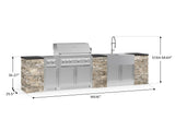 Outdoor Kitchen Signature Series 11 Piece Cabinet Set with Dual Side Burner, Sink, Platinum Grill and Grill Cabinet