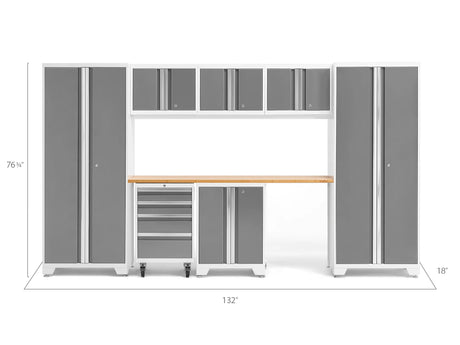 Bold Series 8 Piece Cabinet Set with Tool, Base, Wall Cabinets and 30 In. Lockers