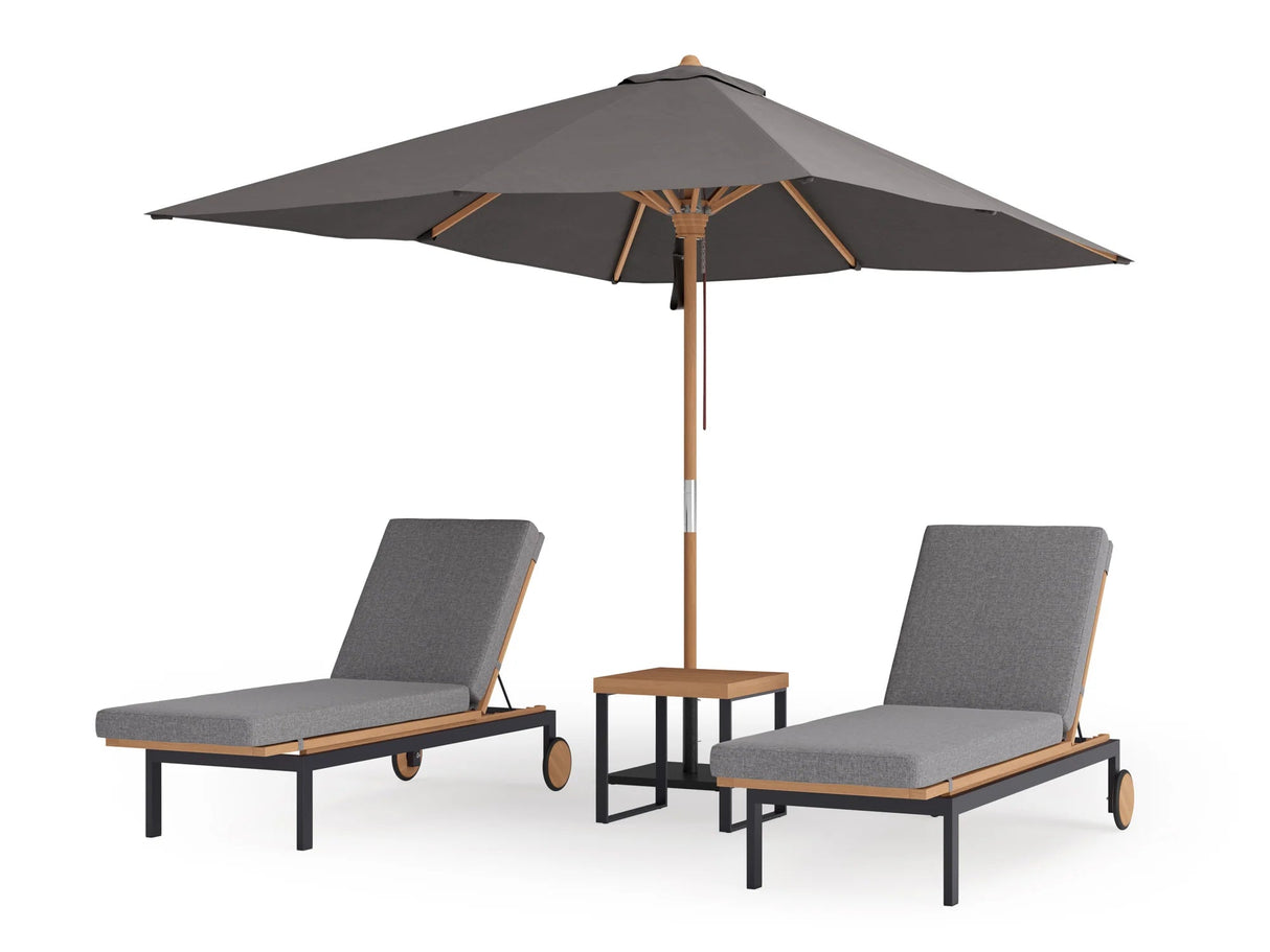 Monterey Chaise Lounge (Set of 2) with Side Table and Umbrella