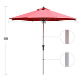 9 Feet Patio Outdoor Market Umbrella with Aluminum Pole without Weight Base-Dark Red