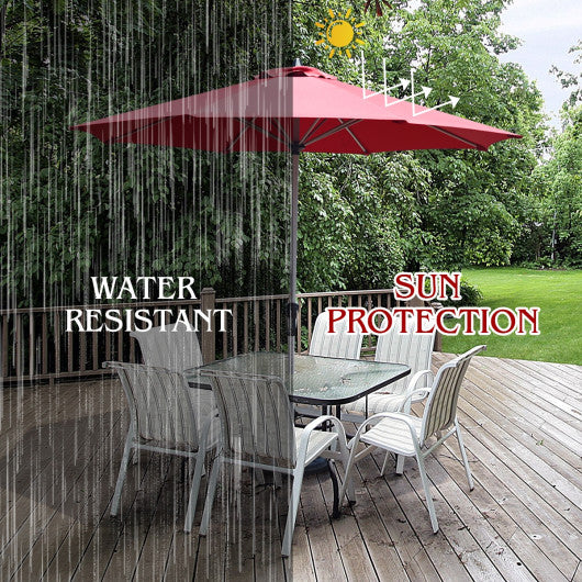 9 Feet Patio Outdoor Market Umbrella with Aluminum Pole without Weight Base-Dark Red