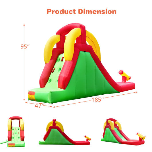 Inflatable Water Slide Bounce House with Climbing Wall and Jumper without Blower