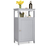 Bathroom Wooden Floor Cabinet with Multifunction Storage Rack-Gray