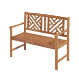 2-Person Wooden Outdoor Bench with Cozy Armrest and Backrest