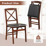 Set of 2 Folding Dining Chairs with 400 LBS Capacity-Brown