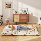 Foldable Futon Mattress with Washable Cover and Carry Bag for Camping-Queen Size