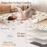 Foldable Futon Mattress with Washable Cover and Carry Bag for Camping-Queen Size