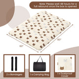Foldable Futon Mattress with Washable Cover and Carry Bag for Camping-Queen Size