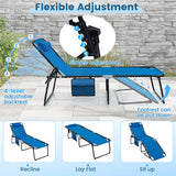 Foldable Recline Lounge Chair with Adjustable Backrest and Footrest-Blue