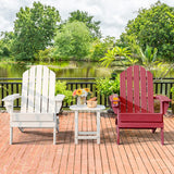 Foldable Weather Resistant Patio Chair with Built-in Cup Holder-Red