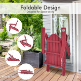 Foldable Weather Resistant Patio Chair with Built-in Cup Holder-Red