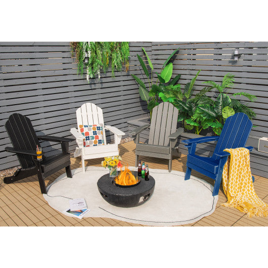 Foldable Weather Resistant Patio Chair with Built-in Cup Holder-Navy