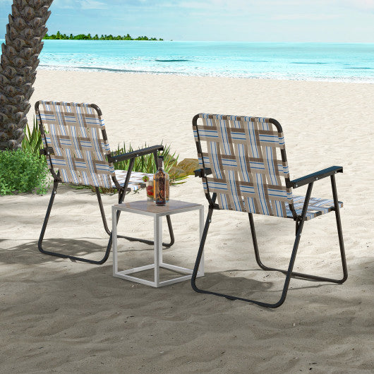 4 Pieces Folding Beach Chair Camping Lawn Webbing Chair-Coffee