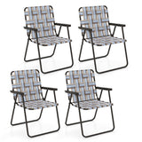 4 Pieces Folding Beach Chair Camping Lawn Webbing Chair-Coffee