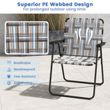 4 Pieces Folding Beach Chair Camping Lawn Webbing Chair-Coffee