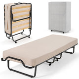 Rollaway Folding Bed with Memory Foam Mattress and Dust-Proof Bag Made in Italy
