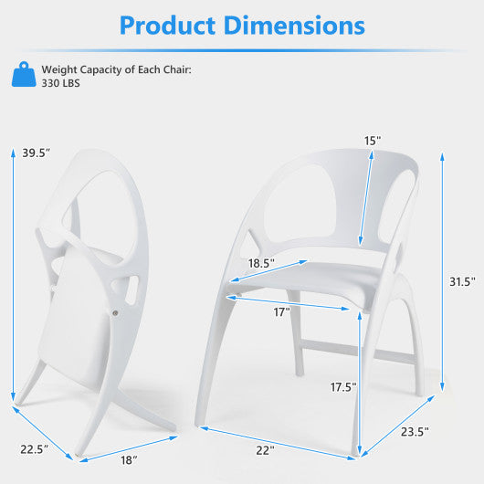 Folding Dining Chairs Set of 2 with Armrest and High Backrest-White