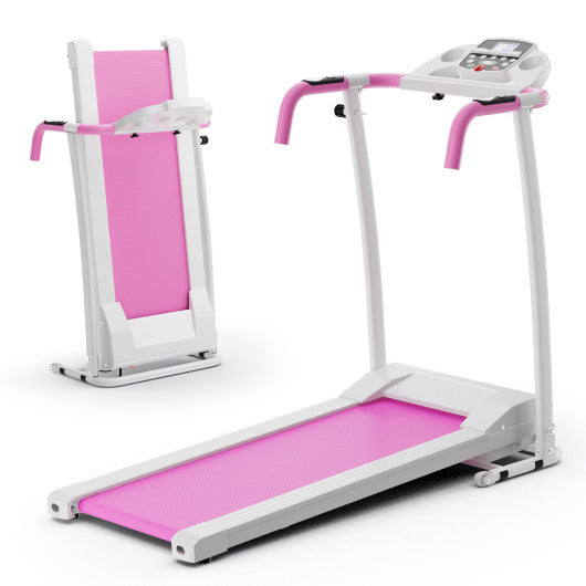 Folding Treadmill with 12 Preset Programs and LCD Display-White