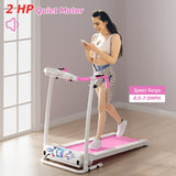 Folding Treadmill with 12 Preset Programs and LCD Display-White