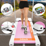 Folding Treadmill with 12 Preset Programs and LCD Display-White