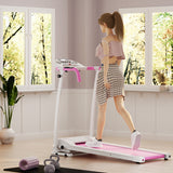 Folding Treadmill with 12 Preset Programs and LCD Display-White