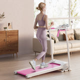 Folding Treadmill with 12 Preset Programs and LCD Display-White