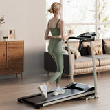 Folding Treadmill with 12 Preset Programs and LCD Display-Black