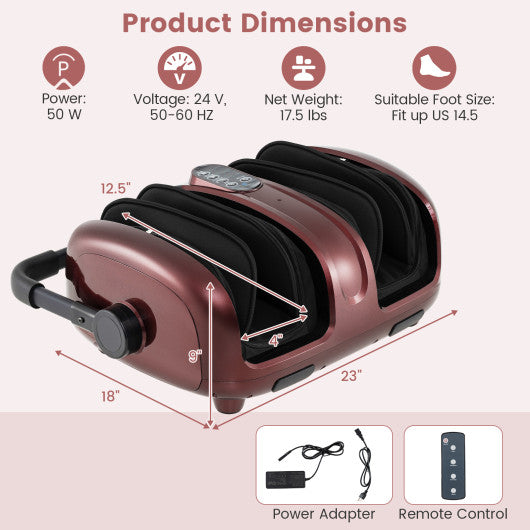 Foot and Calf Massager with Heat for Blood Circulation Pain Relief-Red